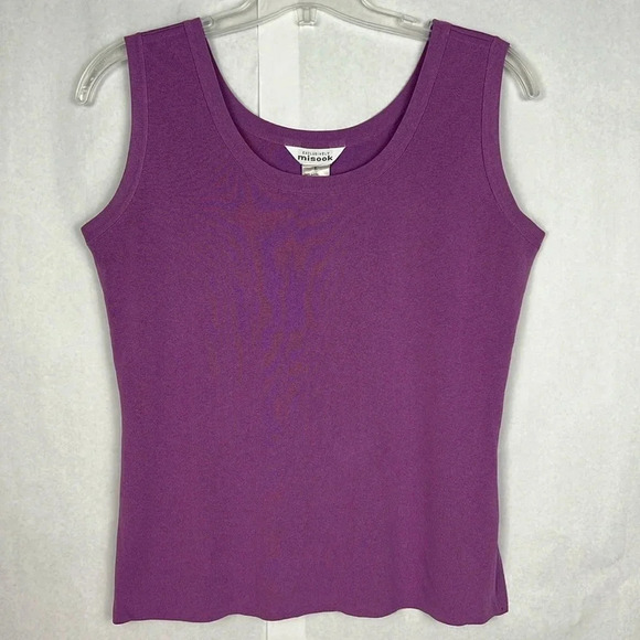 Exclusively Misook Sleeveless Side Slit Knit Shell Tank Top Size L Round Neck - Picture 1 of 8